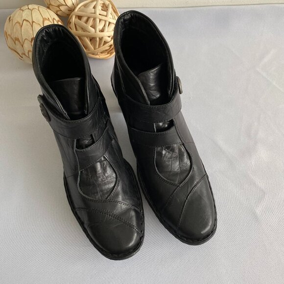 Josef Seibel Calla 02 Black Leather Ankle Boots SZ 9.5 - Picture 2 of 13
